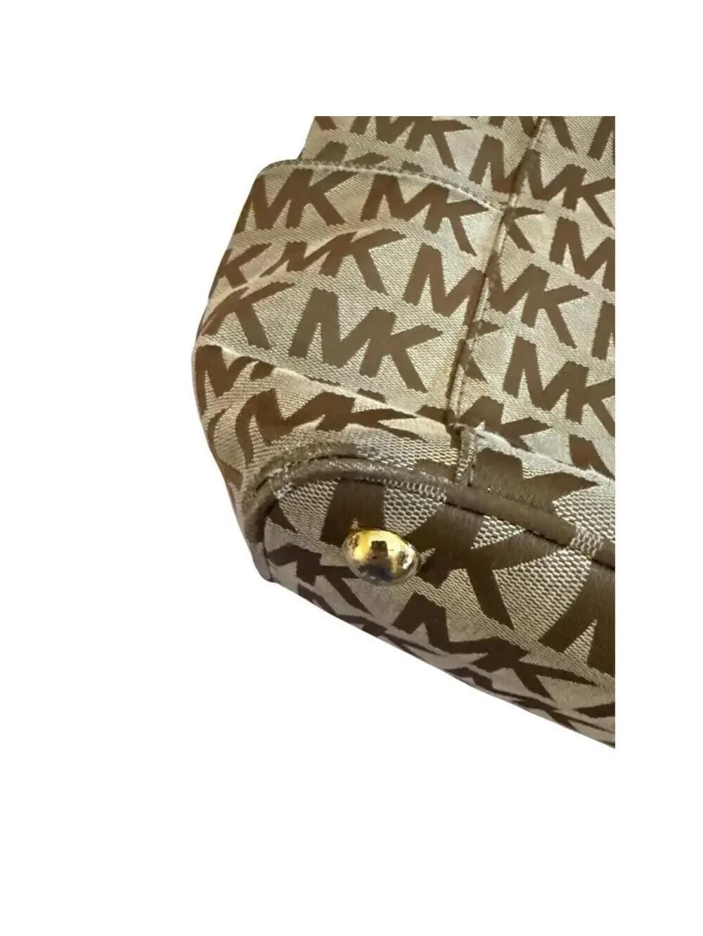 Michael Kors Tote Bag Canvas East West Jacquard Classic Business Gold Fob